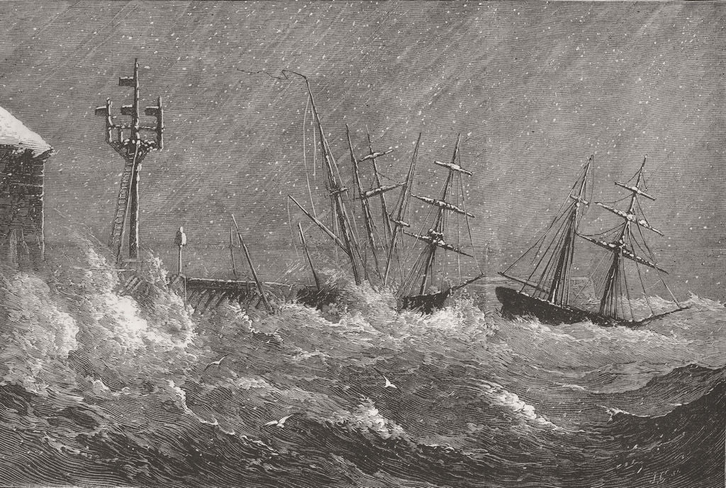 ISLE OF WIGHT. Storm, Ryde. Damage to Railway River 1881 old antique print